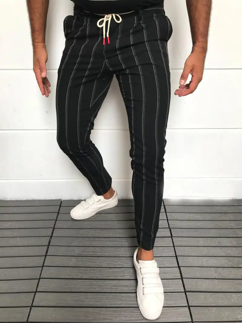 mens skinny striped trousers