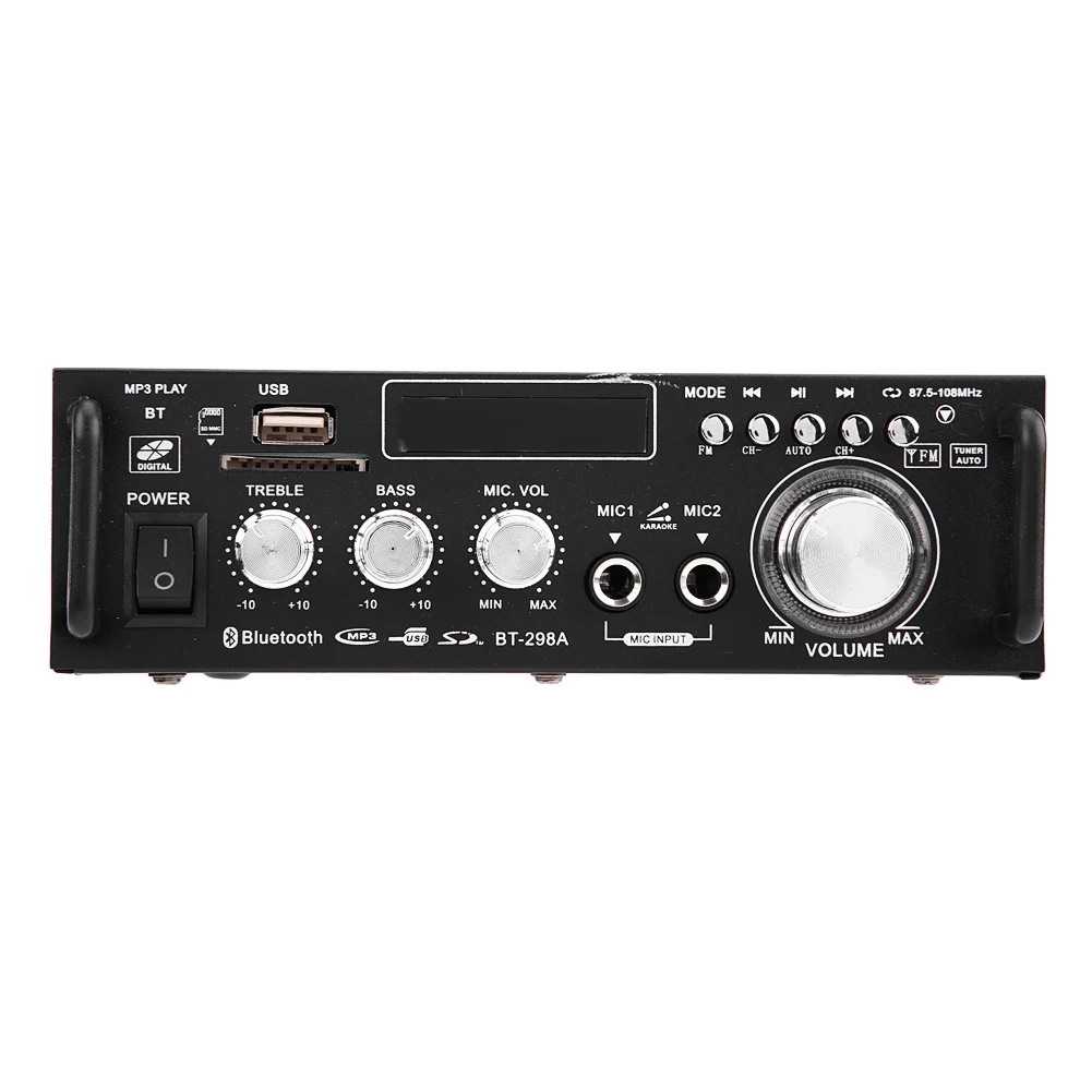 Автомобильный DC 12 V/AC 220V 2CH 600W lcd Цифровой пульт дистанционного управления аудио усилитель Bluetooth Hi-Fi стерео усилитель мощности для автомобиля мотоцикла mp3