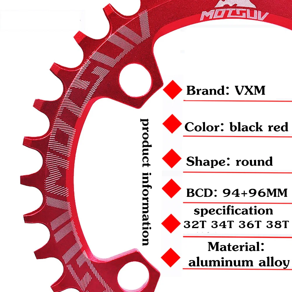 Круглая велосипедная цепь MOTSUV 94 + 96 мм 94BCD/96BCD 32/34/36/38T MTB для горного велосипеда ALIVIO