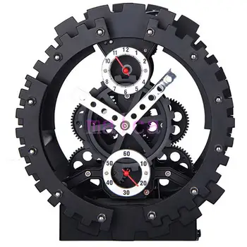 

Metal Gear Clock Modern Design Alarm Clocks Kids Decorative Bedroom Table Clock Black Bell Desk Clocks Home Decor 8 inch