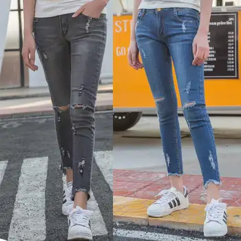

Cheap wholesale 2019 new autumn winter Hot selling women's fashion casual Denim Pants BP79