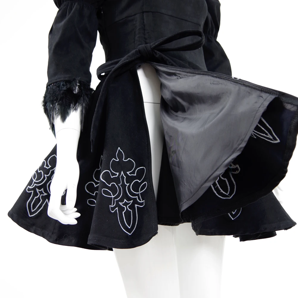 Cossky YoRHa № 2 Тип B Косплэй костюм 2B Платье черного цвета с Eyesmask полный набор Для женщин костюм