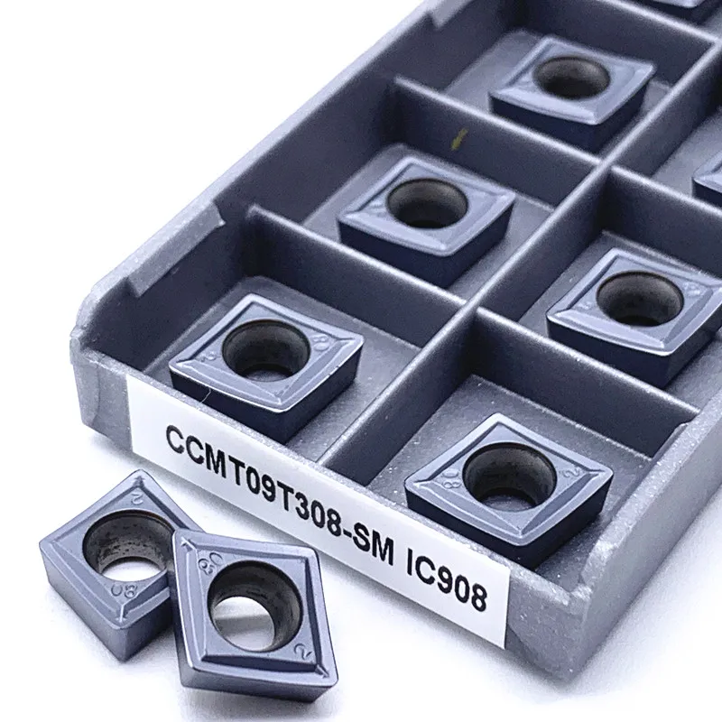 Внешний токарный инструмент 10 шт. CCMT09T308 SM IC907/IC908 CCMT 09T308 твердосплавные вставки