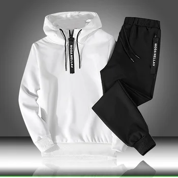 

Sets Tracksuit Men Autumn Winter Hooded Sweatshirt Drawstring Outfit Sportswear Male Suit Pullover Two Piece Set Casual
