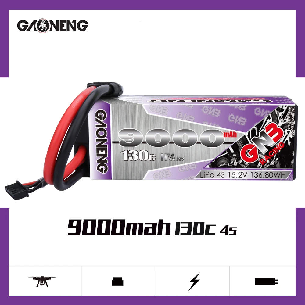 

Gaoneng GNB 4S 9000MAH 15.V HV 130C Hardcase LiPo Battery Pack XT60 XT90 EC5 Connectors T Plug for RC Car Four Drive RC Car Boat