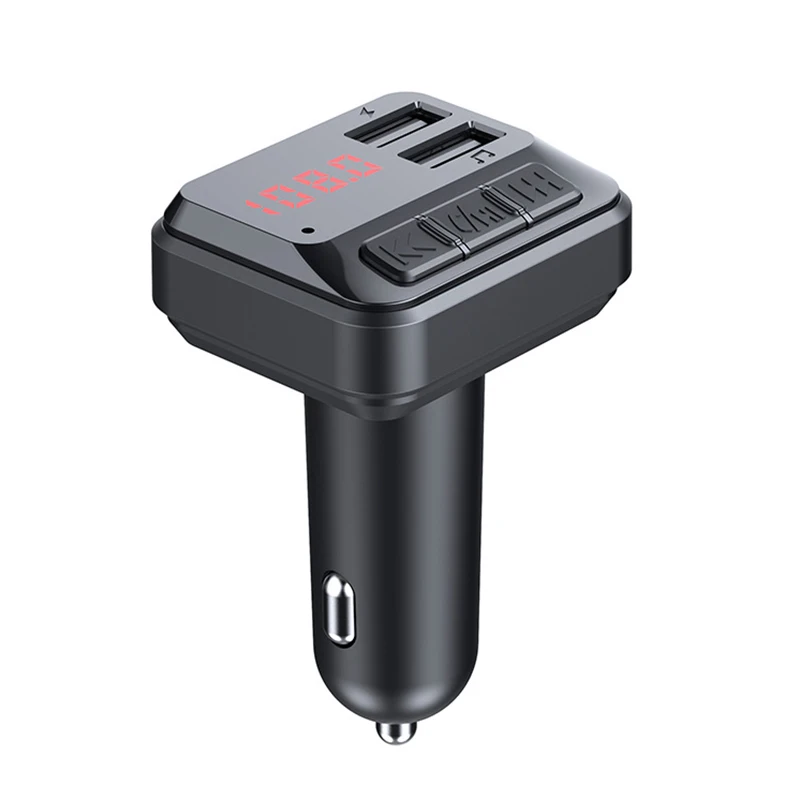 Двойной USB Bluetooth Автомобильный держатель для телефона на Зарядное устройство MP3 музыкальный плеер, свободные руки, ресивер, набор с светодиодный Дисплей NC99 - Цвет: Черный