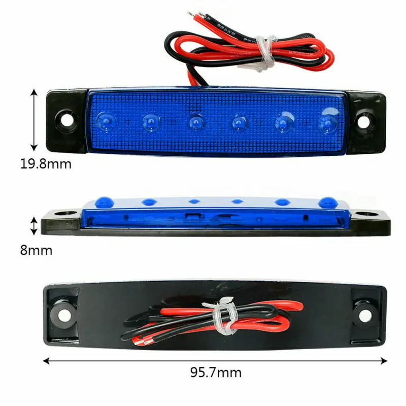 DC 12V 6LED автобус ван для грузовика, трейлера, машины огни боковые габаритные Индикаторы огни герметичный крыло сигнальная лампа