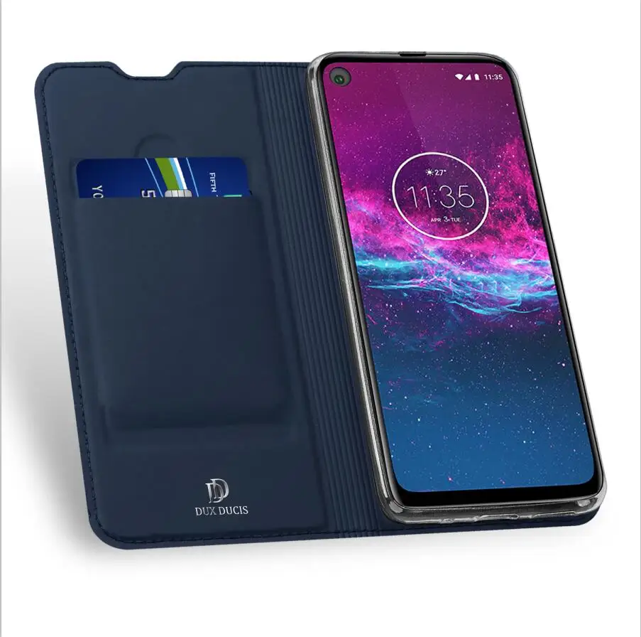 Blue Флип-чехол для Motorola One Action, Роскошный чехол из искусственной кожи, ударопрочный чехол-подставка для телефона Moto One acio - Цвет: Blue