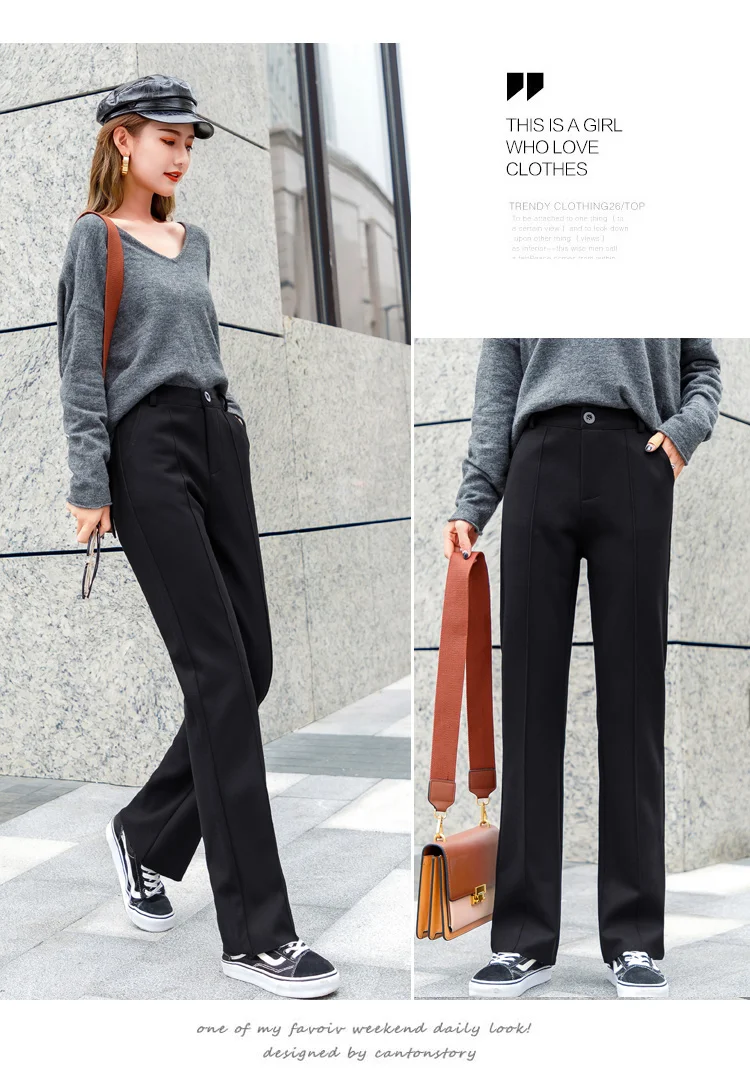 Женские шерстяные широкие брюки новые модные толстые теплые шерстяные брюки с эластичной резинкой на талии повседневные брюки Pantalon