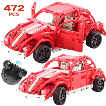 

472Pcs RC Remote Control Classic Cars Building Blocks For Technic Creator Beetle Car Model Bricks Toys For Children Boys Girls