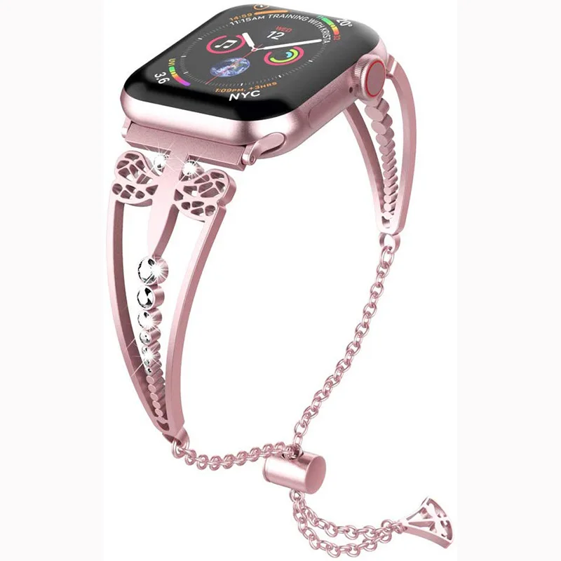 Алмазный ремешок для apple watch 5 4 3 2 1 ремешок 44 мм 40 мм 42 мм 38 мм для iWatch серии 5 4 3 2 ремешок браслет из нержавеющей стали для женщин