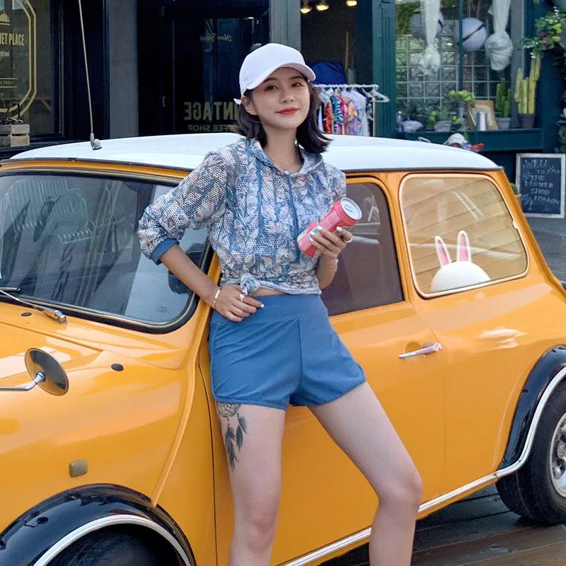 

Swimming Suit Women's Conservative Three-piece Set South Korea INS Online Celebrity-Split Type Long Sleeve Blouse Belly Covering