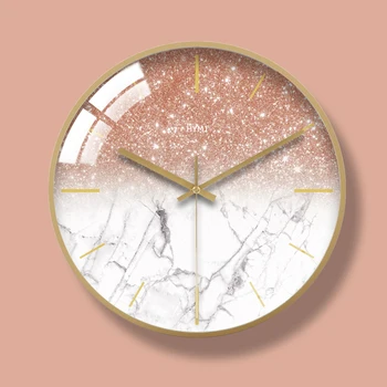 

Silent Wall Clock Glass Simple Modern Round Metal Sheet Decoration Nordic Design Reloj Pared Home Decoration BE50wc