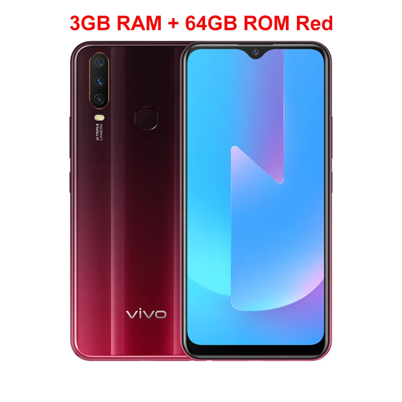 vivo U3x мобильный телефон 6,35 дюймов экран 3 ГБ+ 32 ГБ Восьмиядерный Snapdragon665 5000 мАч большая батарея 13,0 МП камера Samrtphone - Color: 3GB 64GB RED