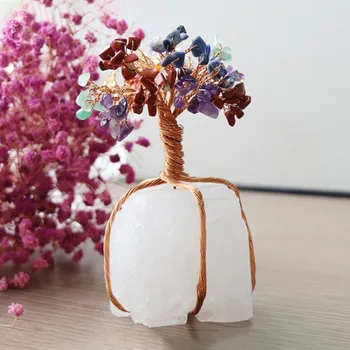 

VOGVIGO Natural Tumbled Stones Pink Rich Tree Finished Product Indoor Decorations Fortune Ward Off Evil Good Luck Wishes