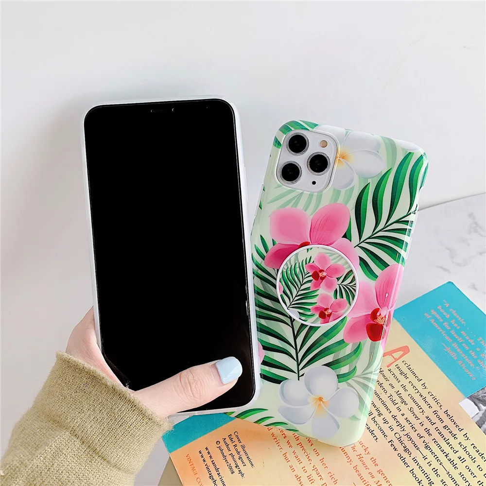 Для iphone 6 7 8/6 7 8 plus/11pro Maxx xs xr/xs max серия цветы и растения со складной подставкой защитный чехол для телефона