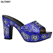 רויאל כחול אפריקאי נשים נעלי מעוטר ריינסטון איטליה נשים נעלי למסיבה איטלקי נשים קיץ סקסי עקבים גבוהים משאבות(China)