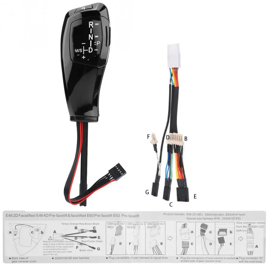 Для BMW E46 RHD Автомобильный светодиодный рычаг переключения передач рычаг Головка рычага автоматической коробки передач