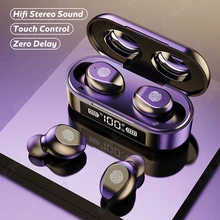 Auriculares inalámbricos TWS con Bluetooth 5,0, cascos deportivos impermeables con micrófono, Control táctil, 9D, HiFi