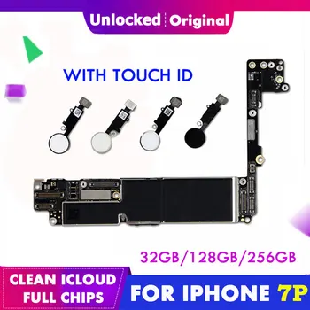 

Original Motherboard For iPhone 7 Plus 5.5'' 32/128/256G Touch ID 7plus Mainboard 7P Logic Mother Boards iCloud Remove Unlocked