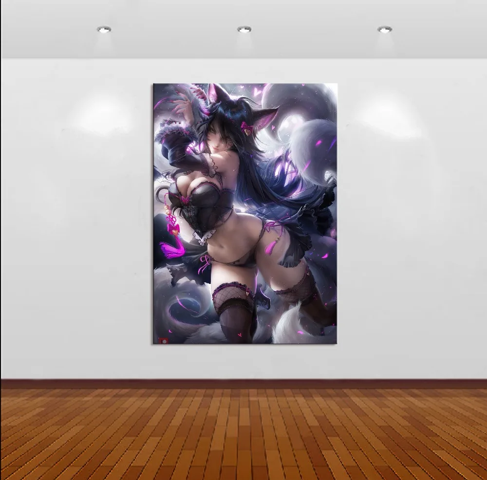 Home-Decor-Canvas-League-of-Legends-LOL-Overwatch-Game-1-Piece-Sexy-Ahri-Art-Poster-Prints (1)