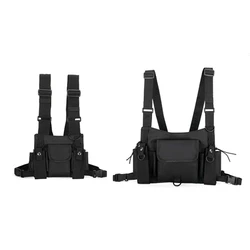 2x rádio walkie talkie 3 bolso peito pacote saco arnês para motorola baofeng kenwood pacote frontal pequeno tamanho & tamanho grande