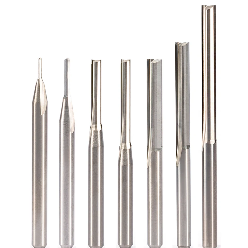 

10pcs Double Flute Straight Slot Carbide Cutters CNC Router Wood MDF End Mill Milling Bits SHK 3.175mm 1/8"