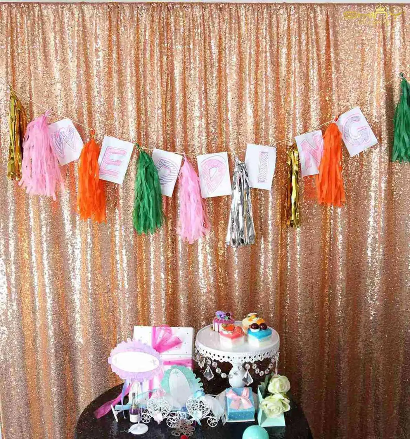 Shinybauty Sequin Curtains Rose Gold Photo Booth Wedding Birthday Decorations Wall Glitter Backdrop For Videos-M190810
