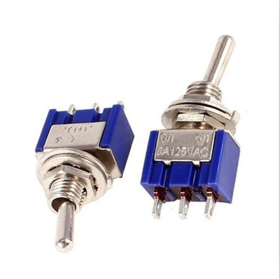 10PCS MTS-101 2-Pin SPST Touch ON/Off 6A 125V 2 Position Mini Miniature Toggle Switch 
