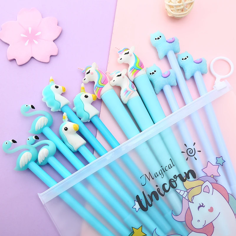 22 12 шт. корейский Kawaii флейта гелевая ручка с единорогом Kawai креативный Танк школа Канцелярские принадлежности магазин Милый Забавный аниме вещь подарок - Цвет: 22
