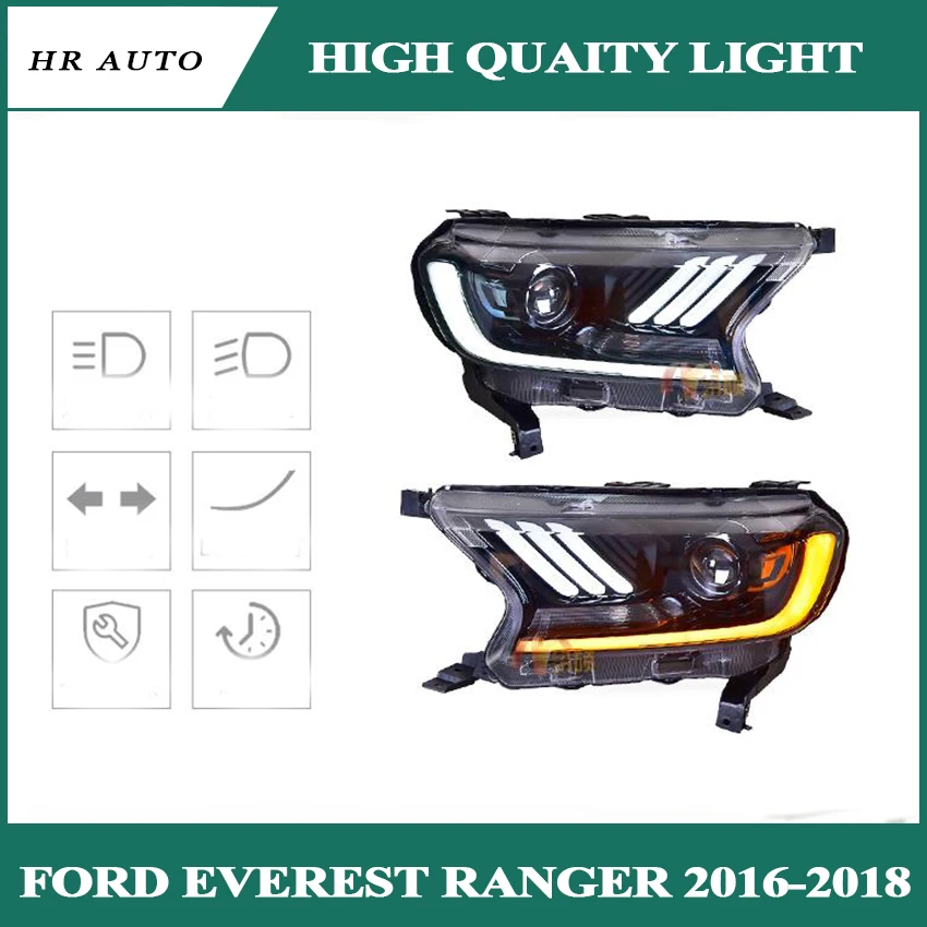 Автомобильные аксессуары Ford Everest Ranger фары- Динамический указатель поворота светодиодный фары DRL