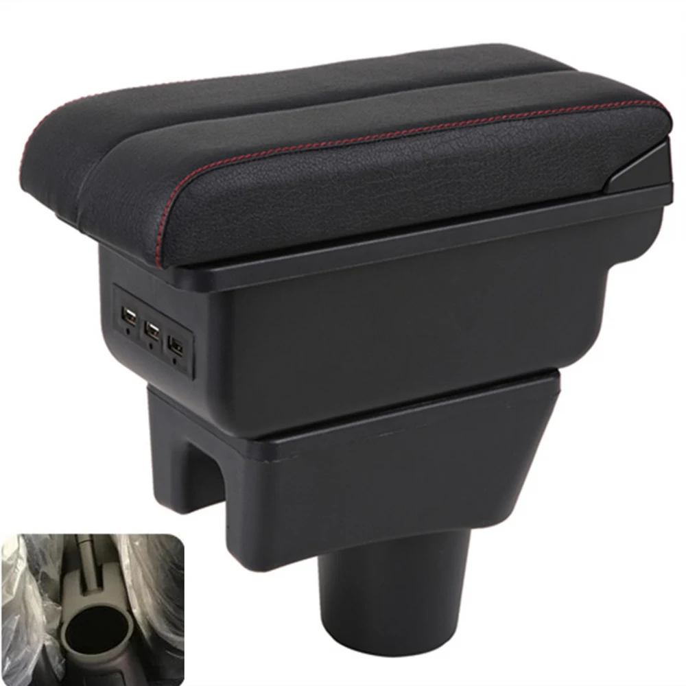 

For Atrez Storage Box Armrest Arm Rest Dual Layer Black Leather