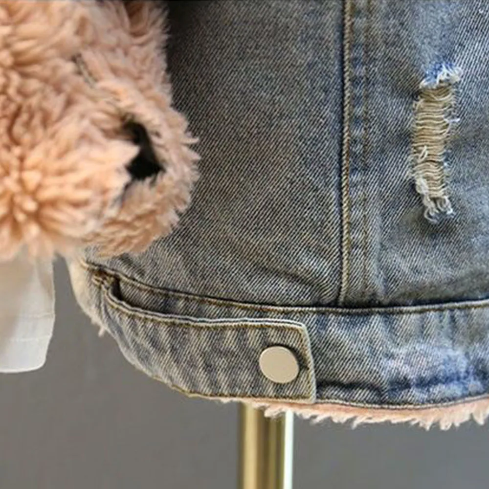 Amya Baby/ зимние куртки из искусственного меха для девочек Синее джинсовое бархатное пальто для маленьких девочек модная детская одежда топы день рождения