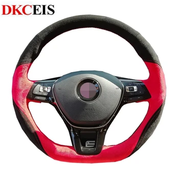 

Car Steering Wheel Cover For Volkswagen VW New Polo Jetta Passat B8 Tiguan Golf 7 Mk7 Hand-Sewing Black Suede