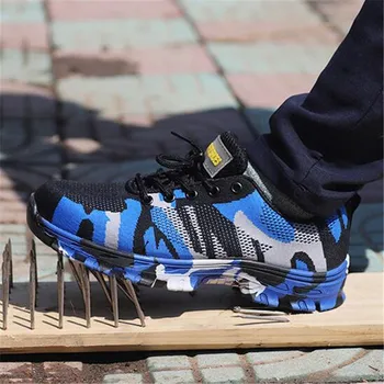 

Men's Steel Toe Work Safety Shoes Man Anti-slip Industrial & Construction boots Puncture Proof Man Breathable Mesh Male boots