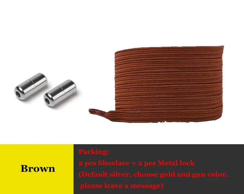 Brown 1 пара плоских эластичных шнурков, шнурки без завязок, специальные креативные кроссовки унисекс для детей и взрослых, женская и мужская обувь, шнурки - Цвет: Brown