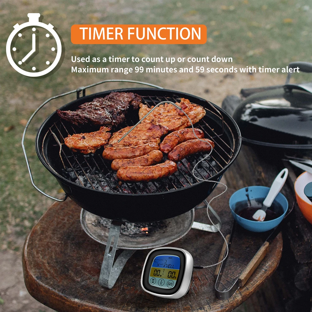 Digital Meat Thermometer for Oven Grill Kitchen Food Smoker Cooking With 1 Probe( Countdown Timer/Thermometer