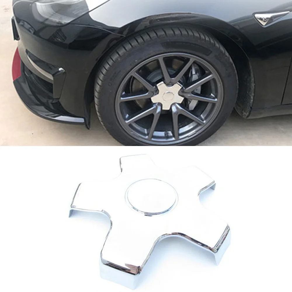 Серебряная пластиковая Центральная втулка колеса автомобиля крышка для Tesla модель 3 украшение автомобиля Аксессуары Украшение ступицы колеса для защиты автомобиля