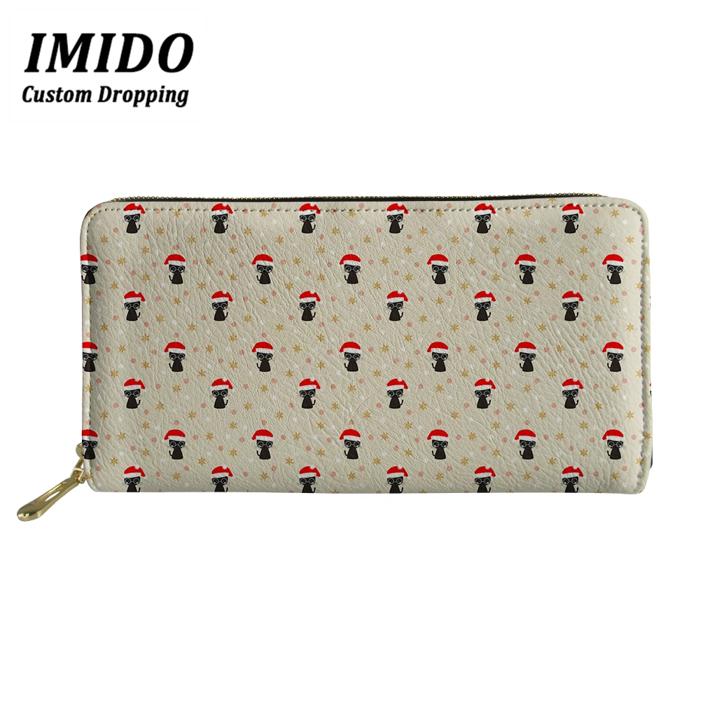 IMIDO, модные женские кошельки с рождественским рисунком кошки, многофункциональные кошельки на молнии, женский кошелек, сумка для мобильного телефона, кошелек, сумка для наличных - Цвет: WLL5039