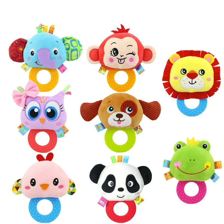 

Cute Animal Newborns Early Development Toys Infant Baby Rattle Doll Rattle BB Silicone 0-1 Plush Toy for Baby Gift Wholesale