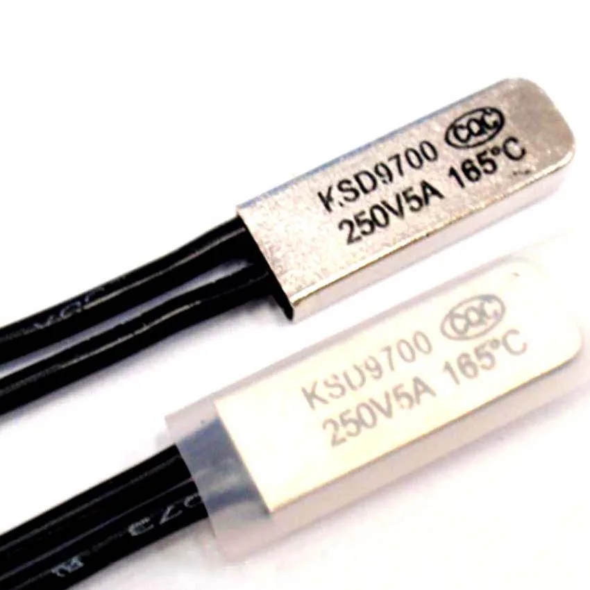 높은 품질 5a 250V 바이메탈 온도 조절기 열 보호기 95 도 정상 폐쇄 온도 제어 스위치 KSD 9700 10pcs ...