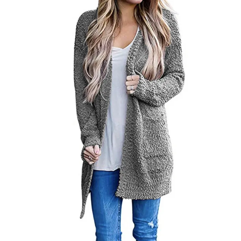 

2019 Winter Long Cardigans Women Autumn Thick Knitted Cardigan Sweaters Ladies Warm Fleece Cardigan Female Sweater Long Sleeve