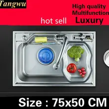 Для умного дома стандартный кухня одной корыто раковина Высокая ёмкость стирка овощи 304 из нержавеющей стали класса люкс 75 х 50 см