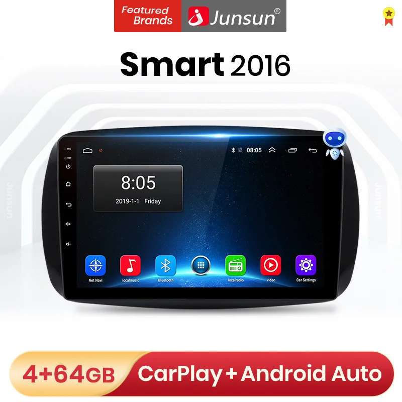 Junsun V1 Pro 4g+64g Android 10.0 4g Car Radio Multimedia Player For Mercedes Benz Smart 2016