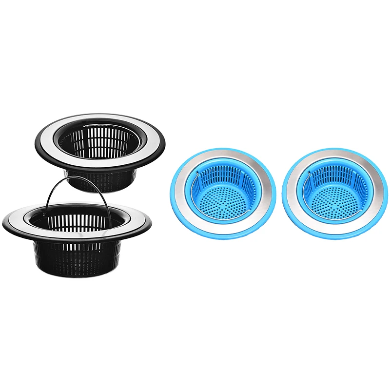 2 Pack Kitchen Sink Drain Basket Strainer Food Catcher Deep Basket with