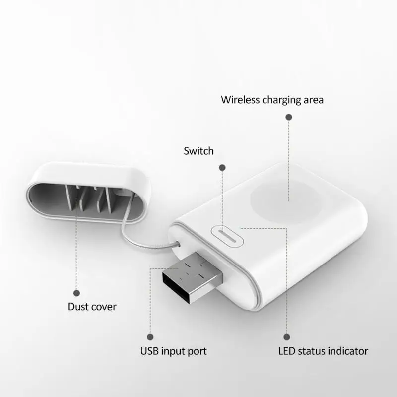 Беспроводное зарядное устройство power Bank для i Watch 4 3 2 1 портативное мини-зарядное устройство Внешний аккумулятор 1000 мАч зарядная док-станция для Apple Watch светодиодный