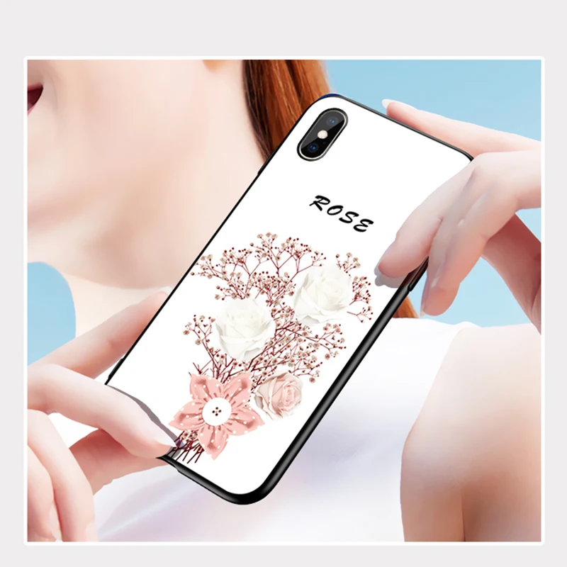 Чехол в виде светящегося стекла для iPhone 6, 6s, 7, 8 Plus, чехол для телефона, УФ-светильник, сменный цвет, чехол с цветочным рисунком для iPhone X, XR, XS, Max