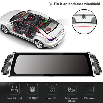 

Ultrathin Driving Recorder Camera Vehicles G-Sensor Rearview Mirror 10 Inch Portable 1080P Vehicle Video Recorder Dash Camera