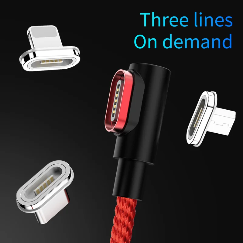 Магнитный кабель 90 градусов usb c Micro usb type C кабель для быстрой зарядки L-Line Micro usb type-C магнитное зарядное устройство для iphone X xiaomi