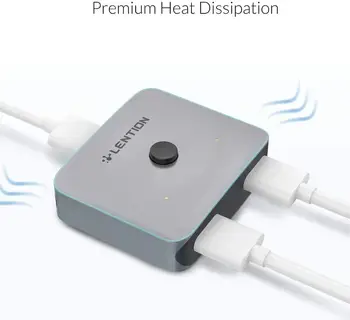 

Aluminum 4K@60Hz splitter hdmi, Bidirectional HDMI Switch 1 Input 2 Outputs or 2 Inputs 1 Output, Plug and Play for PC, Notebook